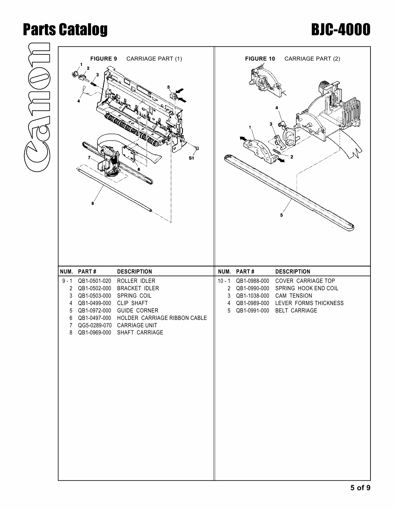Canon BubbleJet BJC-4000 Parts Catalog Manual-5